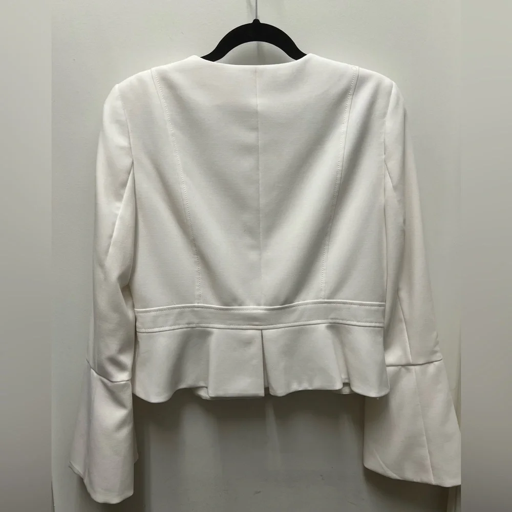 White House Black Market White Peplum Blazer long bell sleeve size 10 - Picture 3 of 9